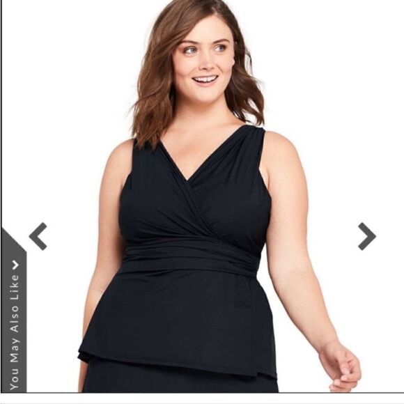 Land’s End Tankini loose fit soft cup surplice Grecian Goddess top black Various - Picture 8 of 8